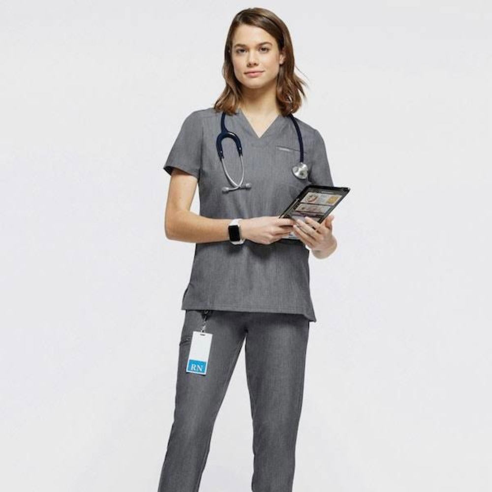 Jaanuu Heathered Gray Scrub Set - Large